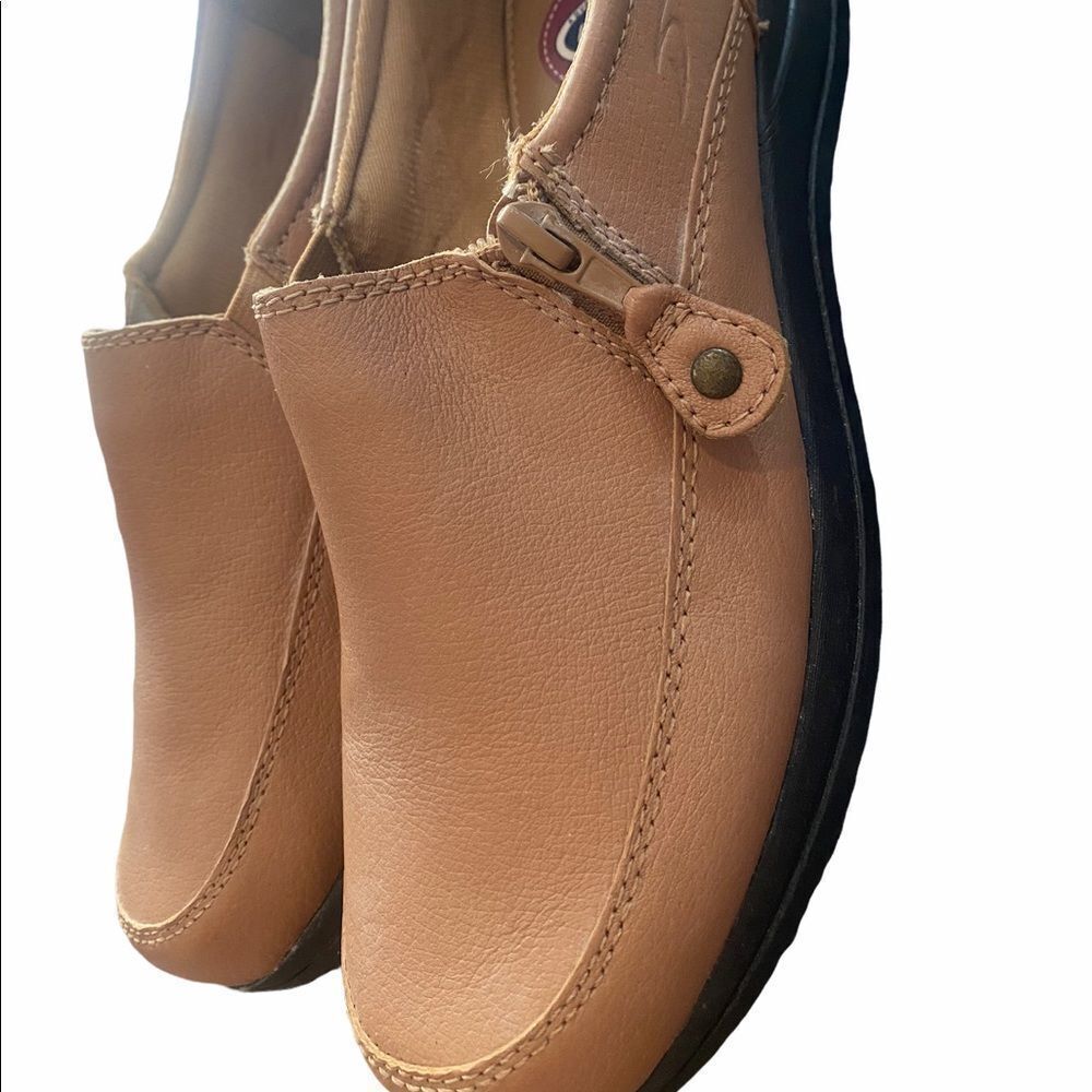Dr Scholls Shoes Womens 8.5M Marci Gel-Pac Zippered Loafers Tan Leather Casual
